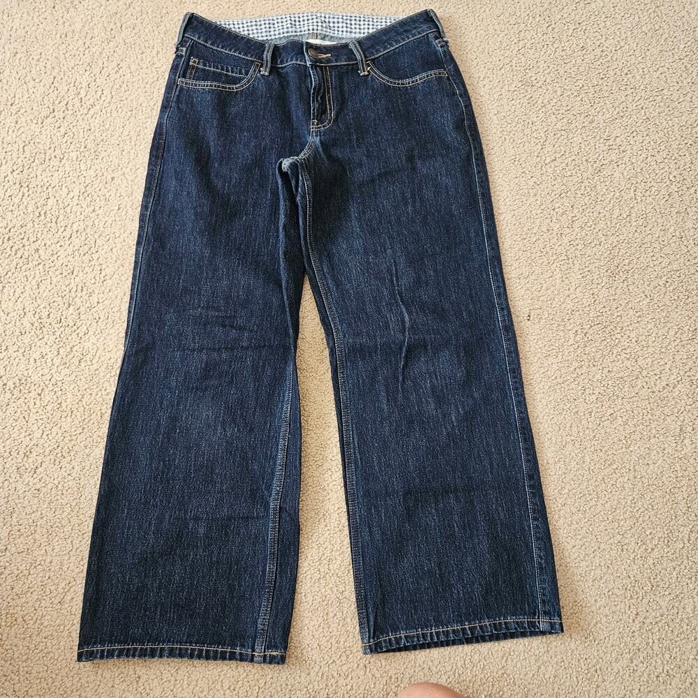 Hollister Low-Rise Dark Wash Foldover Waist Baggy Jeans 8S / 29 - Picture 2 of 8